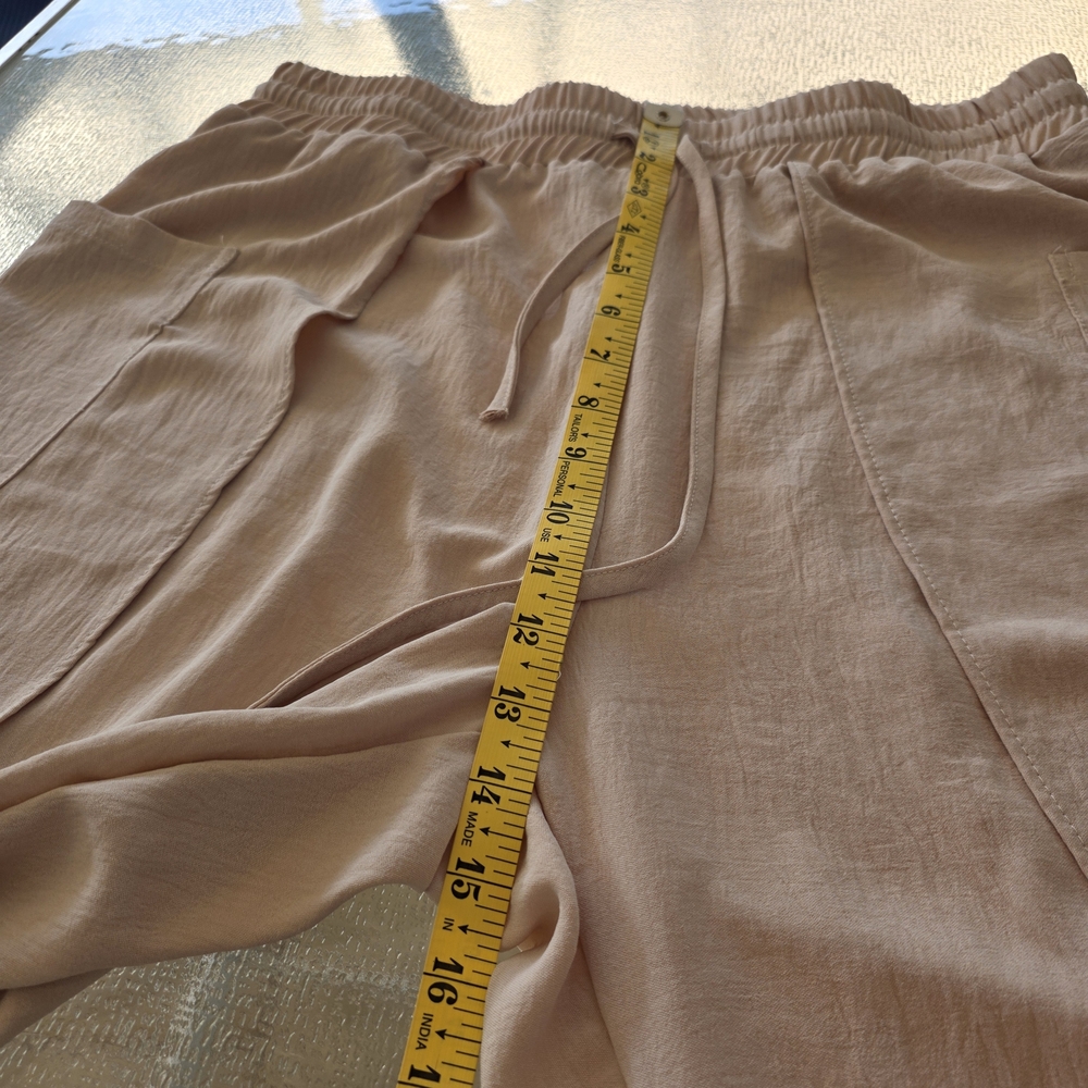 B Beige Split-Leg Pants XL| Boho Resort Style Wide Leg | Coastal Minimalist - Picture 10 of 11